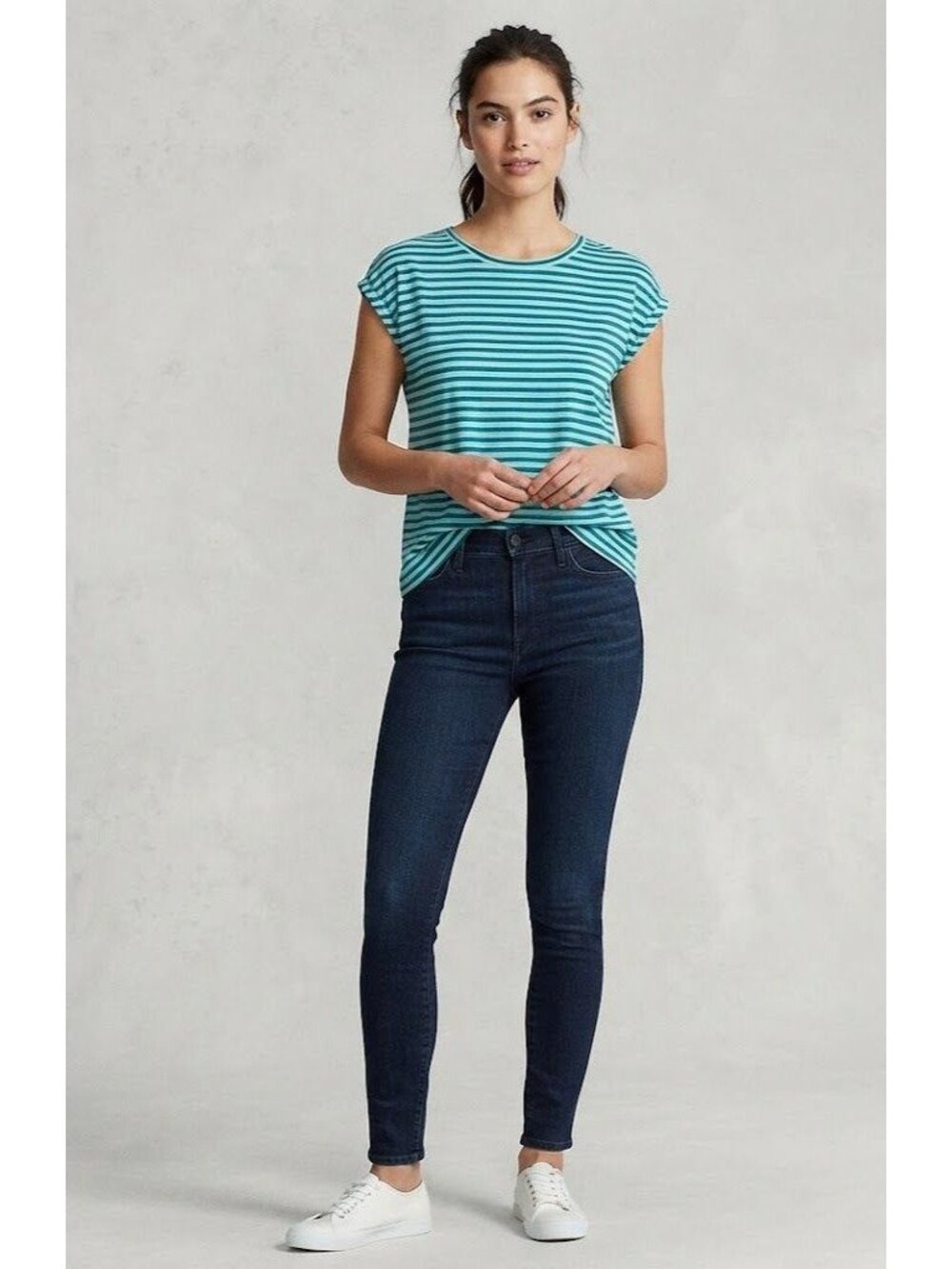 Blue Rain Cap Sleeve Blouse Size M